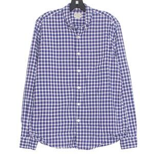 J Crew Mens Dress Shirt Button Down Preppy Classic Academia Plaid Blue Medium IF